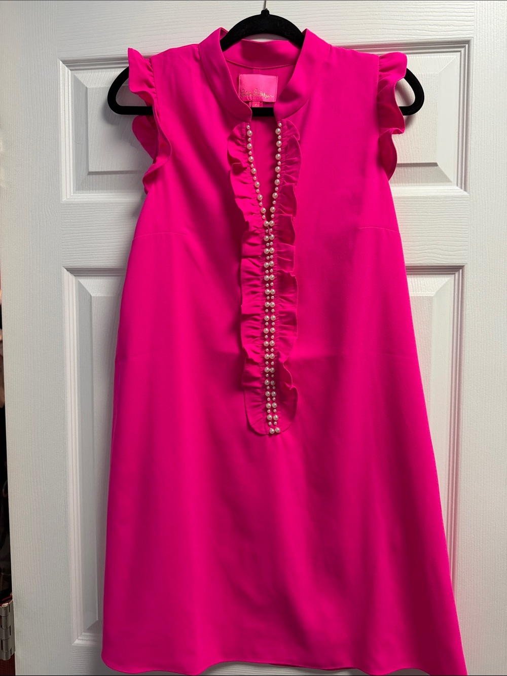 Lilly Pulitzer adalee swing dress  Pink Ruffle Pearl-Trim Dress